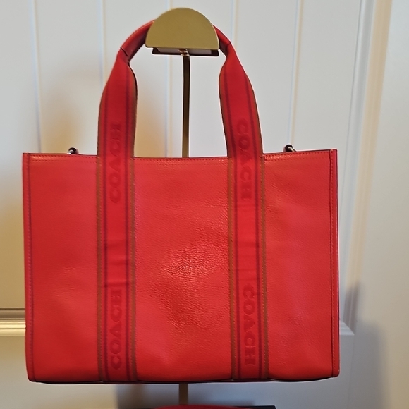 Coach EUC Smith Tote Bag Detachable Crossbody Strap Miami Red - Picture 8 of 12